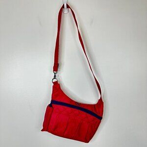 LUG  Swing Crossbody Bag Purse  Quilted Nylon  Lightweight  Dark Pink 12" x 9"